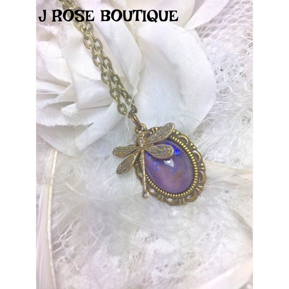 fancy fox Jewelry - Tanzanite Dragonfly Necklace Bronze Opal Victorian